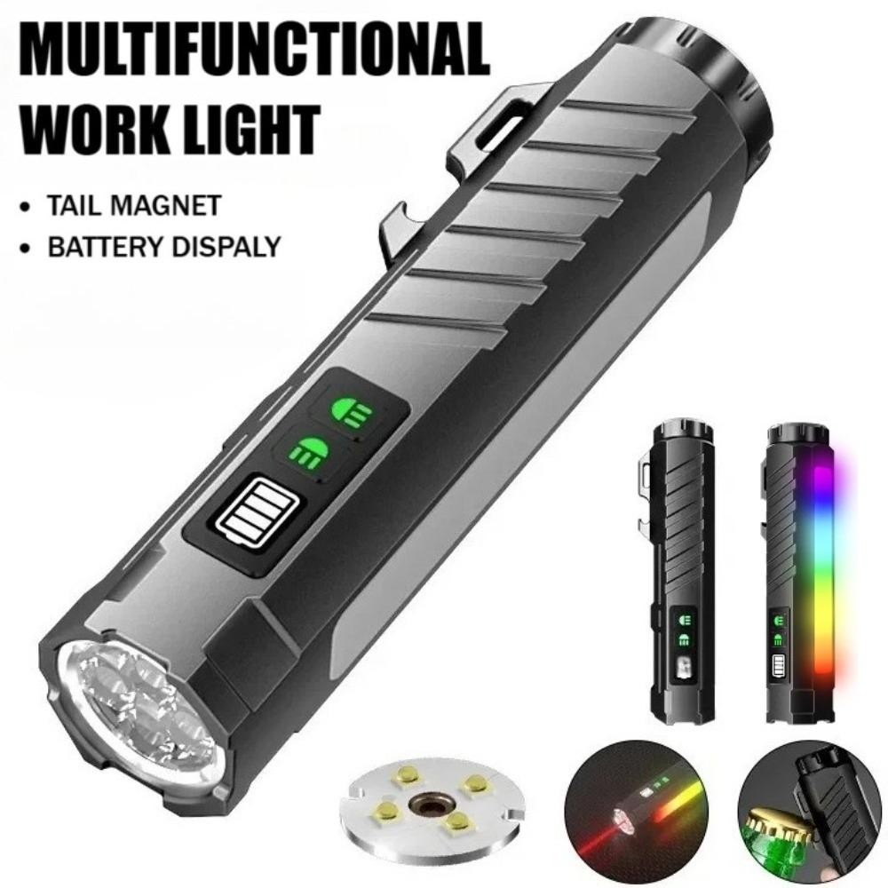 Outdoor Lighting Guide - Multifunctional Strong Light LED Flashlight Rechargeable