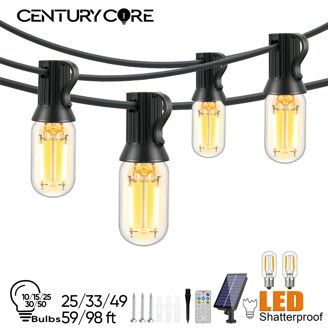 LED T22 Solar String Lights 8  - String Light Bistro review and price